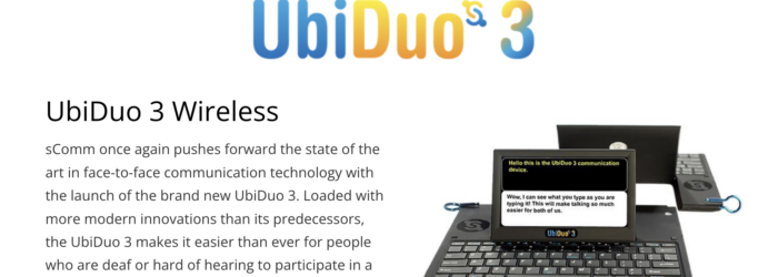 screenhshot of UbiDuo 3 on SComm website